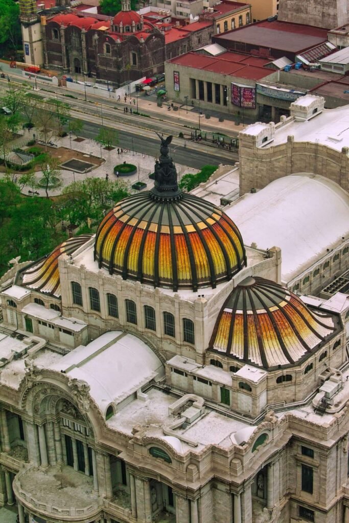 Cúpula del Palacio de Bellas Artes vista desde arriba, Ciudad de México
